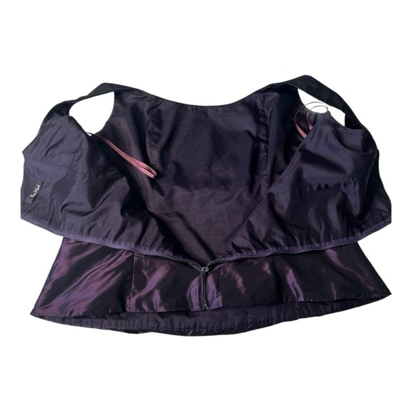 Vera Mont Paris Chrome Silver Sheen A-Line Midi Skirt & Purple Back Zip Top - Picture 4 of 16